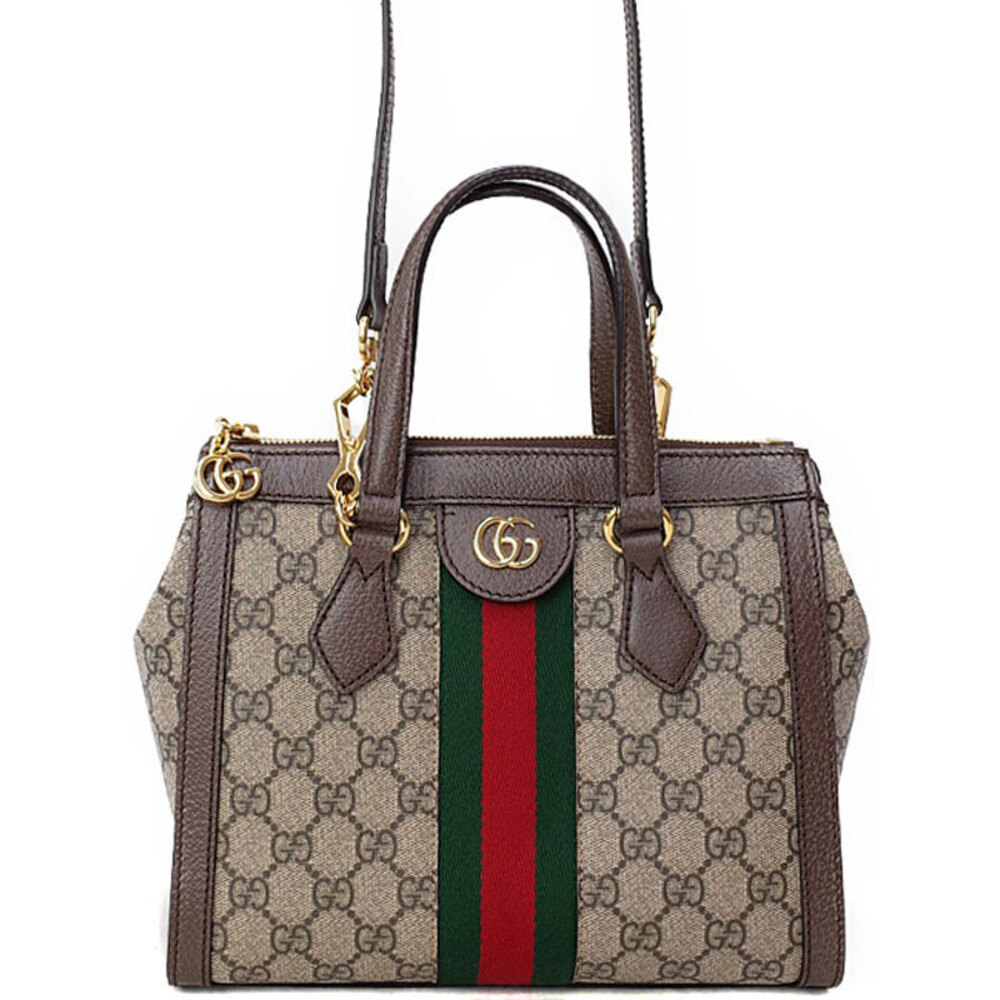 Gucci monogram Supreme brown Tote Ophidia Bag leather GG Web Shoulder - Picture 2 of 9